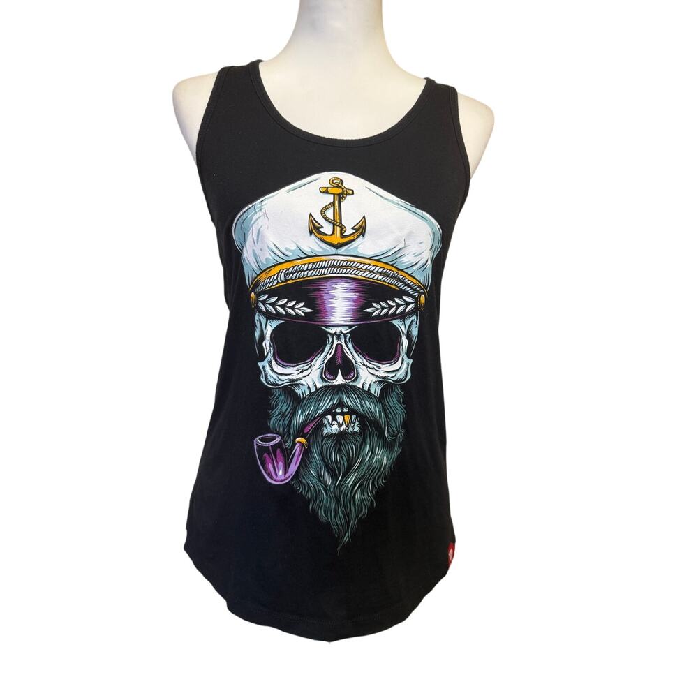 Squid Ink cruise razor back tank skull pirate womens medium